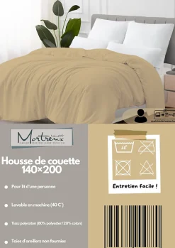Mortreux Housse de couette Polycoton Taupe - 1 personne 140 x 200 - 488-6