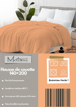Mortreux Housse de couette Polycoton Pêche - 1 personne 140 x 200 - 488-3
