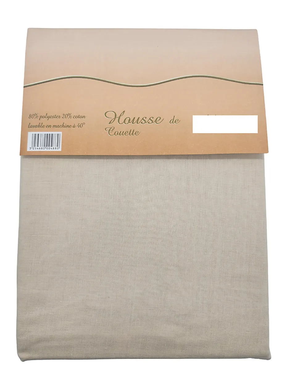 Mortreux Housse de couette Polycoton Taupe - 2 personnes 220 x 240 - Toutes saisons -