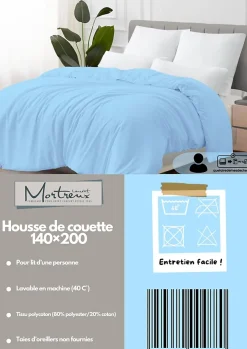 Mortreux Housse de couette Polycoton Bleu ciel - 1 personne 140 x 200 - 488-8 Clearance