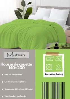 Mortreux Housse de couette Polycoton Verte - 1 personne 140 x 200 - 488-2 New