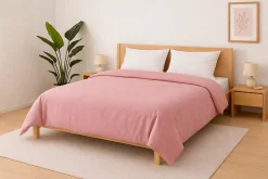 Mortreux Housse de couette Polycoton Rose - 2 personnes 220 x 240 - Toutes saisons -