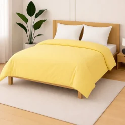 Mortreux Housse de couette Polycoton Jaune - 2 personnes 220 x 240 - Toutes saisons -