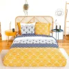 Cote Deco Housse de couette réversible 200x200 KERITA + 2 taies 100% coton adouci 57 fils/cm2