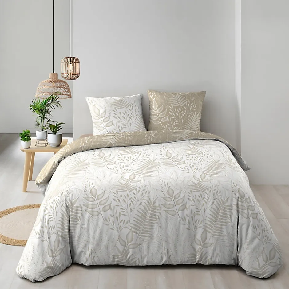 Douceur D'Intérieur Housse de couette réversible 260 x 240 cm coton 57 fils Cassia