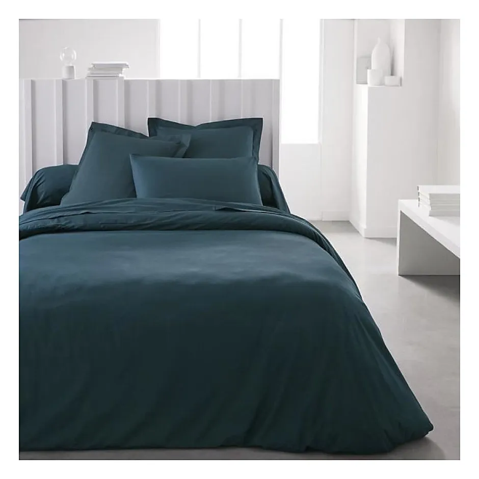 Todays Tools Housse de couette TODAY Essential - 240 x 260 cm - 2 personnes - 100% Coton uni - Paon Hot