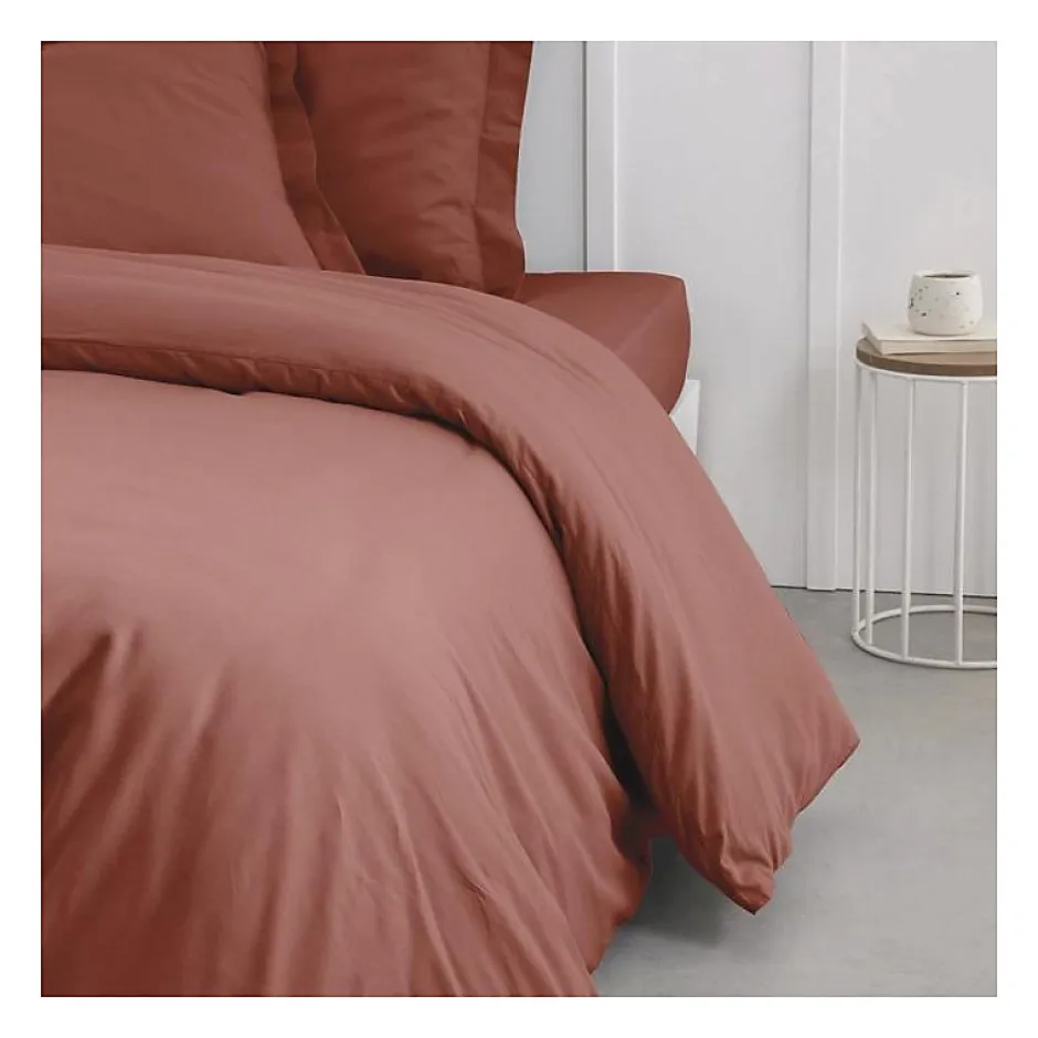 Todays Tools Housse de couette TODAY Essential - 220 x 240 cm - 2 personnes - 100% Coton uni - Terracotta New