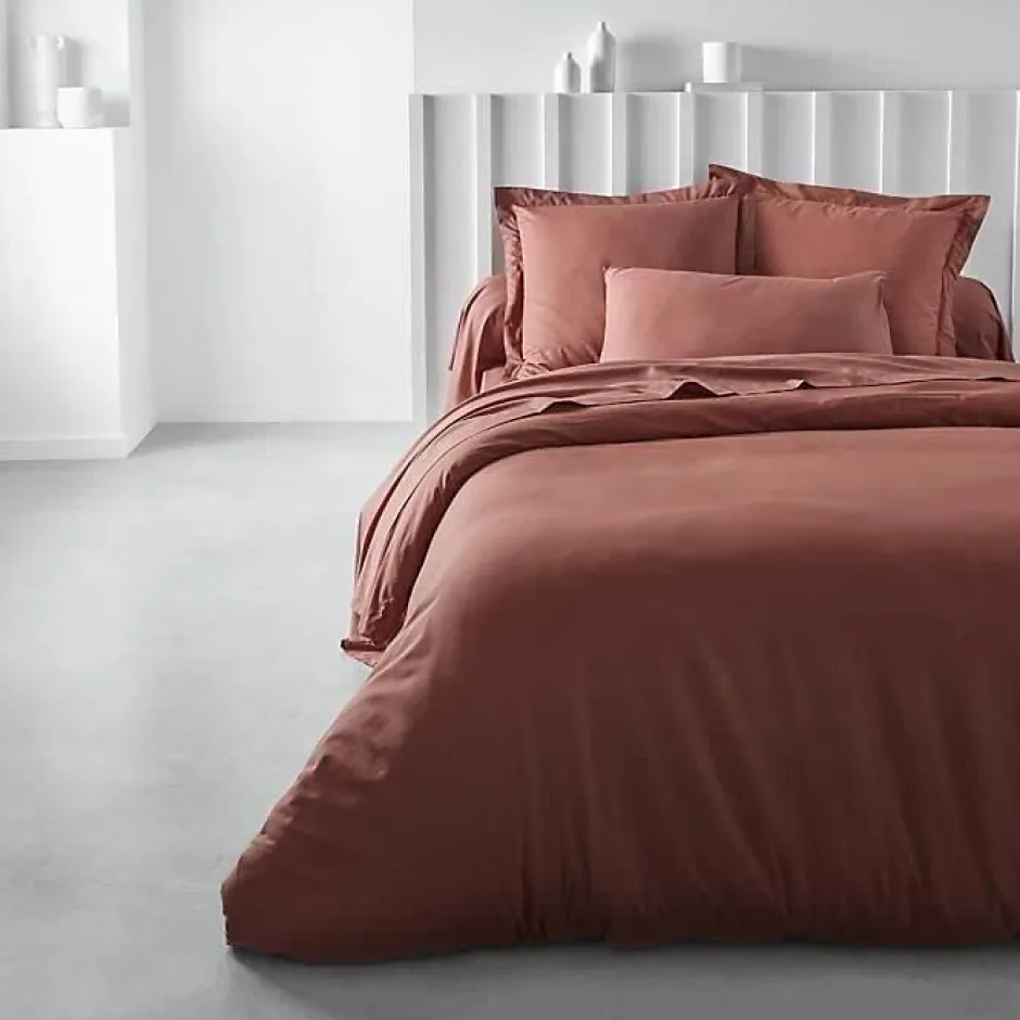 Todays Tools Housse de couette TODAY Essential - 220 x 240 cm - 2 personnes - 100% Coton uni - Terracotta New