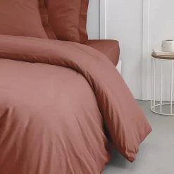 Todays Tools Housse de couette TODAY Essential - 220 x 240 cm - 2 personnes - 100% Coton uni - Terracotta New