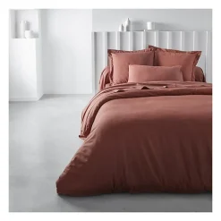 Todays Tools Housse de couette TODAY Essential - 240 x 260 cm - 2 personnes - 100% Coton uni - Terracotta New