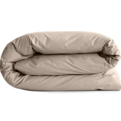 Linnea Housse de couette uni 140x200 cm percale de coton MANOIR beige Lin