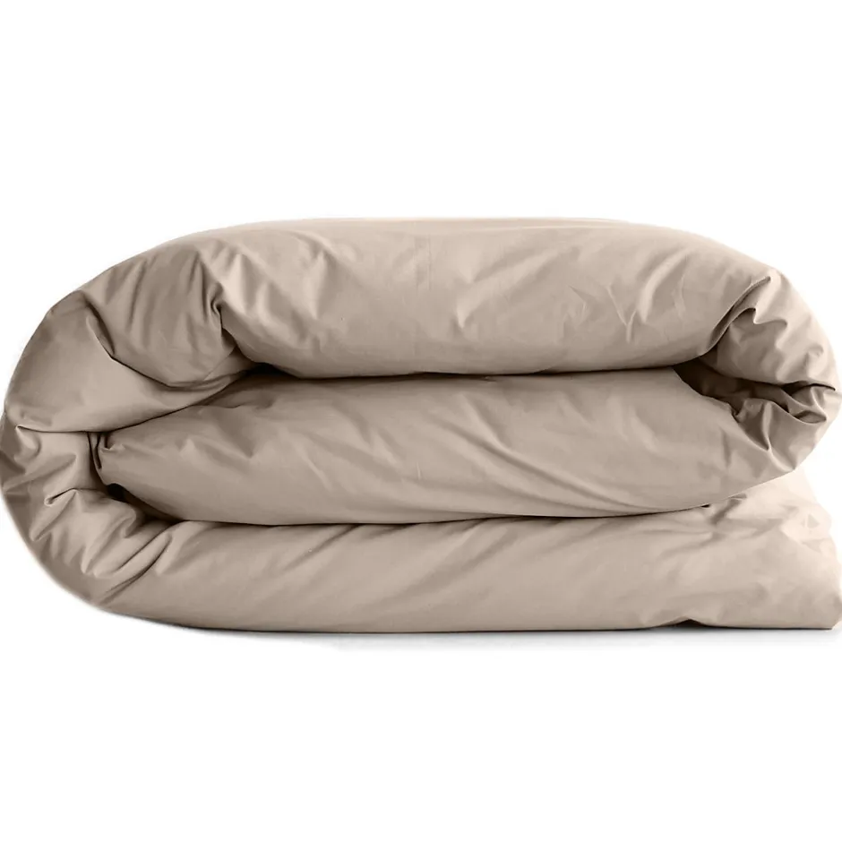 Linnea Housse de couette uni 140x200 cm percale de coton MANOIR beige Lin