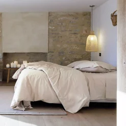 Linnea Housse de couette uni 140x200 cm percale de coton MANOIR beige Lin