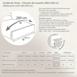 Linnea Housse de couette uni 280x240 cm percale de coton MANOIR gris Perle
