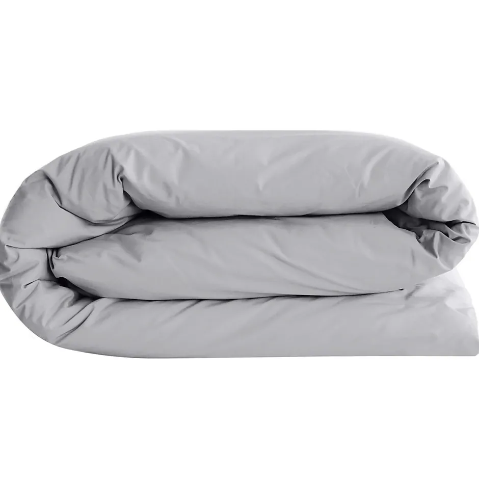 Linnea Housse de couette uni 200x200 cm percale de coton MANOIR gris Acier