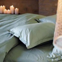 Linnea Housse de couette uni 240x220 cm percale de coton MANOIR vert Lichen