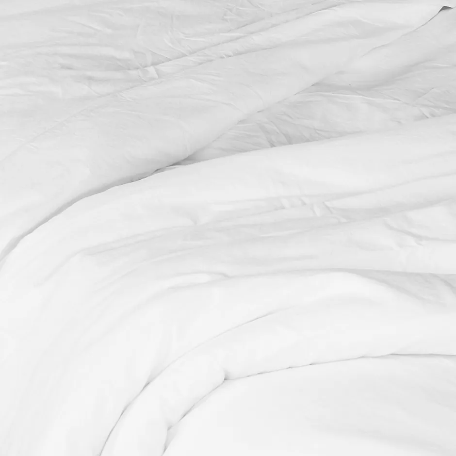 Toison d'Or Housse de couette unie en coton Lavé (260x240 cm - Blanc)