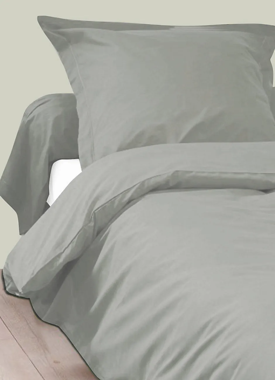 Tradilinge Housse de Couette Unie en 100 % Coton (200x200 cm - Gris Galet)