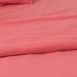 Toison d'Or Housse de couette unie en coton Lavé (140x200 cm - Rose) Sale