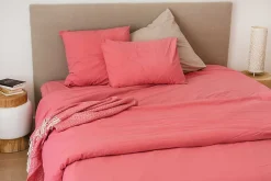 Toison d'Or Housse de couette unie en coton Lavé (240x220 cm - Rose)