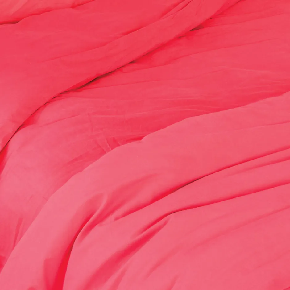 Toison d'Or Housse de couette unie en coton Lavé (200x200 cm - Rouge)