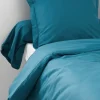 Tradilinge Housse de Couette Unie en 100 % Coton (140x200 cm - Bleu Paon)