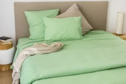 Toison d'Or Housse de couette unie en coton Lavé (260x240 cm - Vert clair)