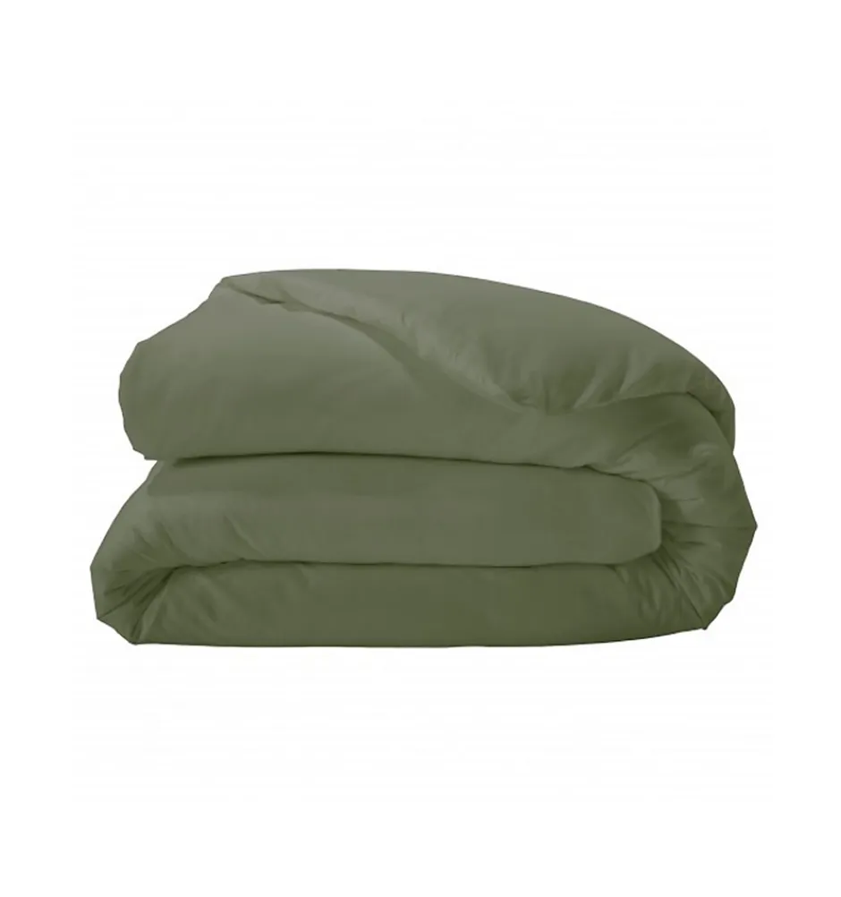 Tradilinge Housse de couette unie en percale de coton (260x240 cm - Vert Olive) Hot