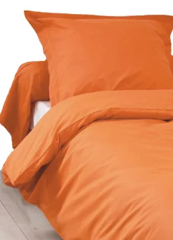 Tradilinge Housse de Couette Unie en 100 % Coton (200x200 cm - Orange corail)