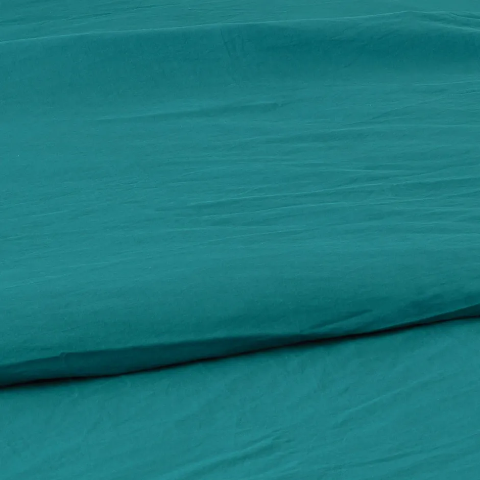 Toison d'Or Housse de couette unie en coton Lavé (260x240 cm - Bleu)