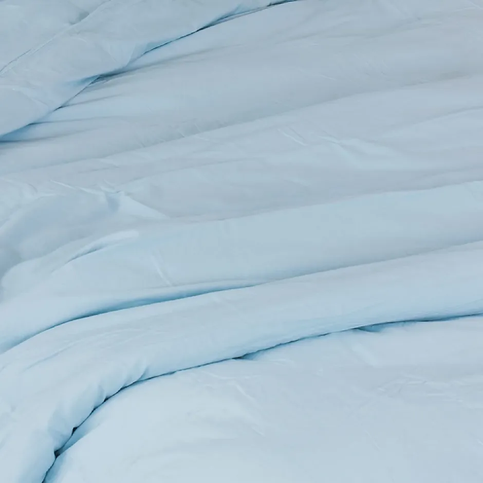 Toison d'Or Housse de couette unie en coton Lavé (200x200 cm - Bleu ciel) Outlet