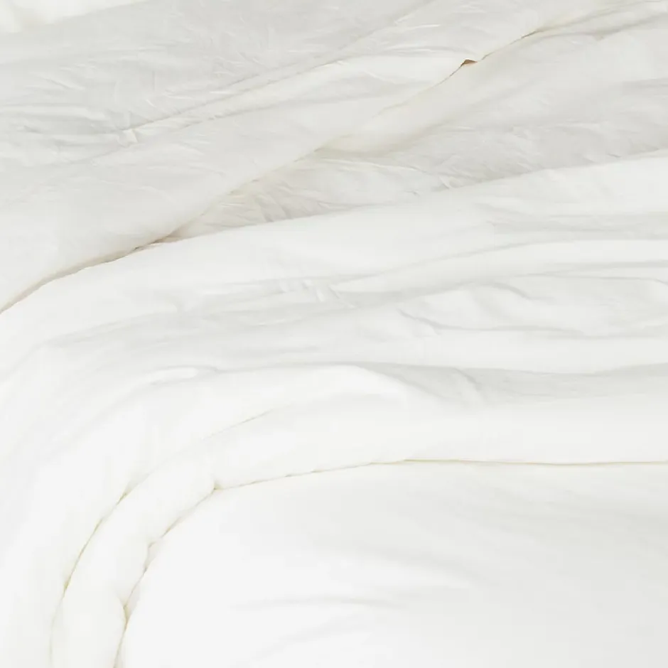Toison d'Or Housse de couette unie en coton Lavé (140x200 cm - Ivoire) New