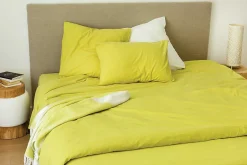 Toison d'Or Housse de couette unie en coton Lavé (200x200 cm - Jaune)