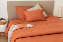 Toison d'Or Housse de couette unie en coton Lavé (140x200 cm - Cuivre) Discount