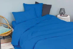 Toison d'Or Housse de couette unie en coton Lavé (280x240 cm - Bleu Encre)