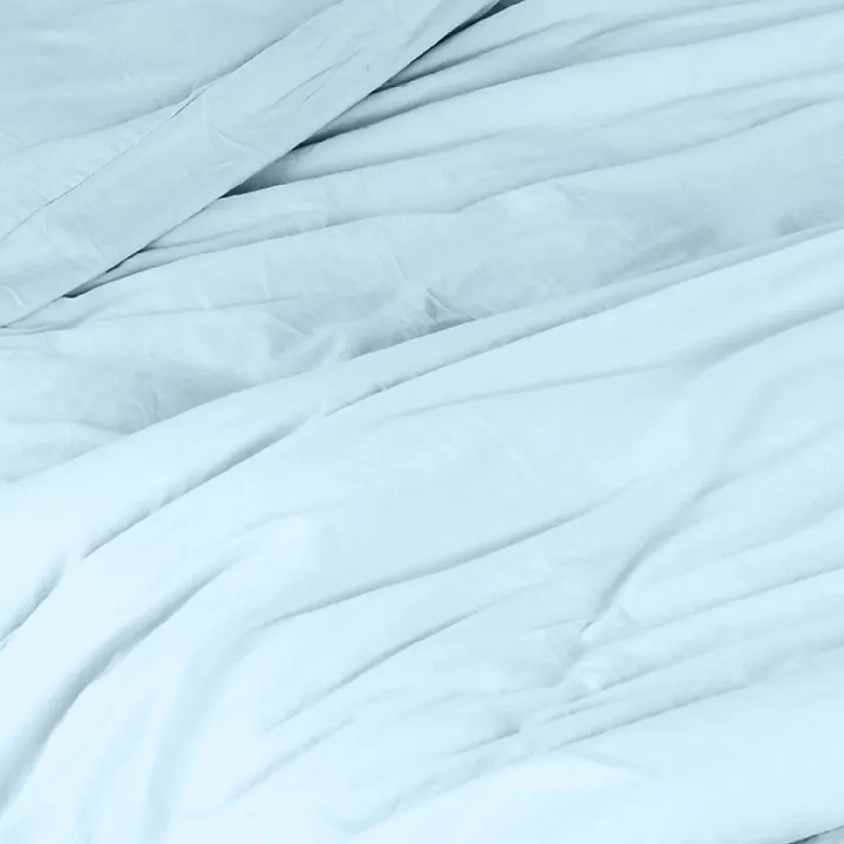 Toison d'Or Housse de couette unie en coton Lavé (140x200 cm - Turquoise) Sale