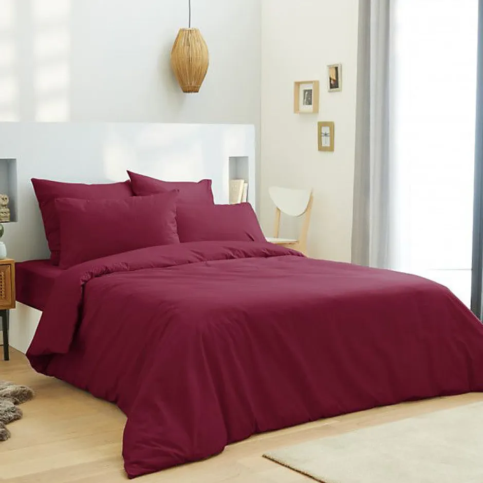 Univers Décor Housse de couette unie Rouge 260 x 240 cm / 100% Coton / 57 Fils/cm² pour lit 2 places "King Size" Clearance