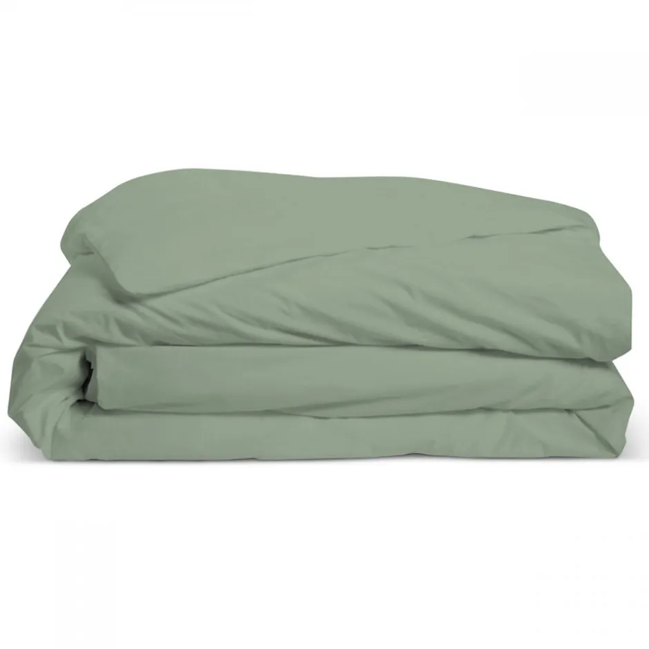 Bleu Calin Housse de couette unie 220x240cm PERCALE SAUGE