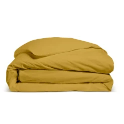 Bleu Calin Housse de couette unie 140x200cm PERCALE MOUTARDE