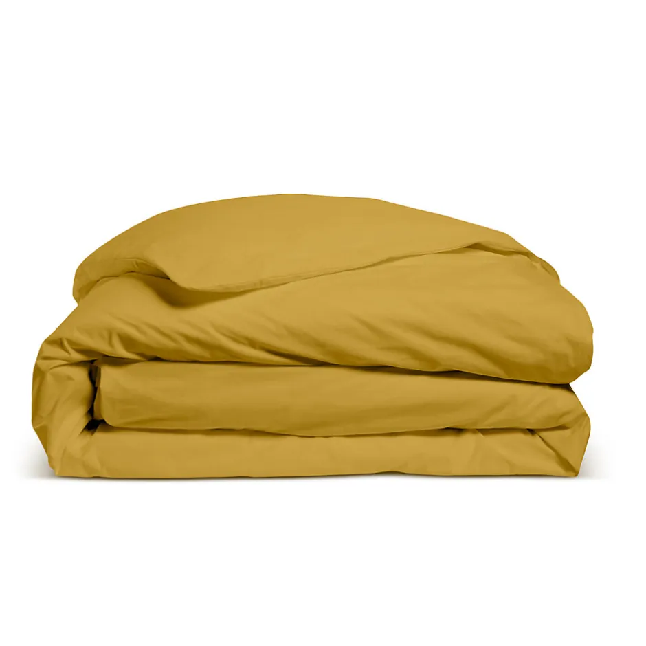 Bleu Calin Housse de couette unie 140x200cm PERCALE MOUTARDE