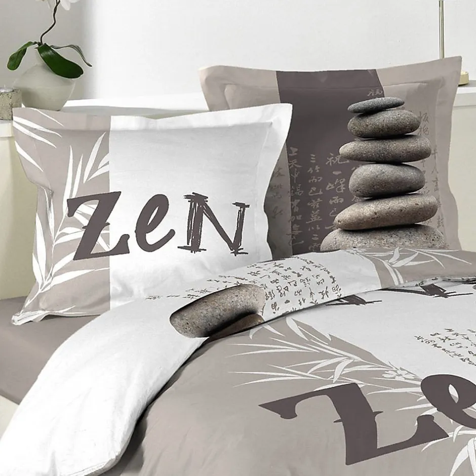 Douceur D'Intérieur Housse de couette 240x220 + 2 taies Galets Zen coton 42 fils New