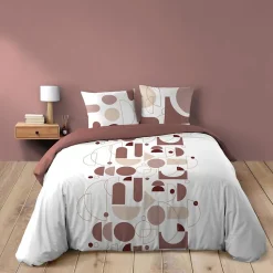 100Comfort Housse de couette 260x240 + 2 taies CHILIPOP ROSE 100% coton Outlet