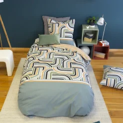 Cote Deco Housse de couette 140x200 + 1 taie LOUTE 100% Coton 57 fils