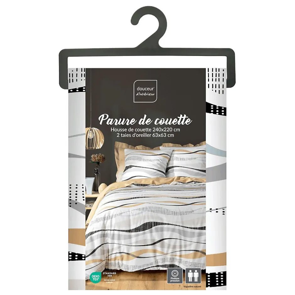 Douceur D'Intérieur Housse de couette 240x220 + 2 taies VAGUELINE Naturel Hot