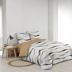 Douceur D'Intérieur Housse de couette 240x220 + 2 taies VAGUELINE Naturel Hot