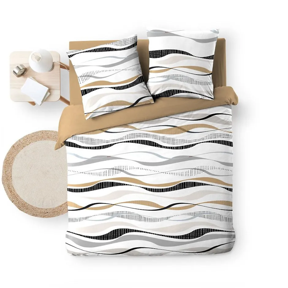 Douceur D'Intérieur Housse de couette 240x220 + 2 taies VAGUELINE Naturel Hot