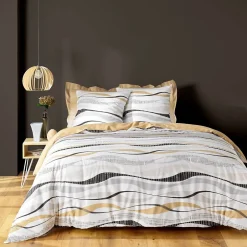 Douceur D'Intérieur Housse de couette 240x220 + 2 taies VAGUELINE Naturel Hot