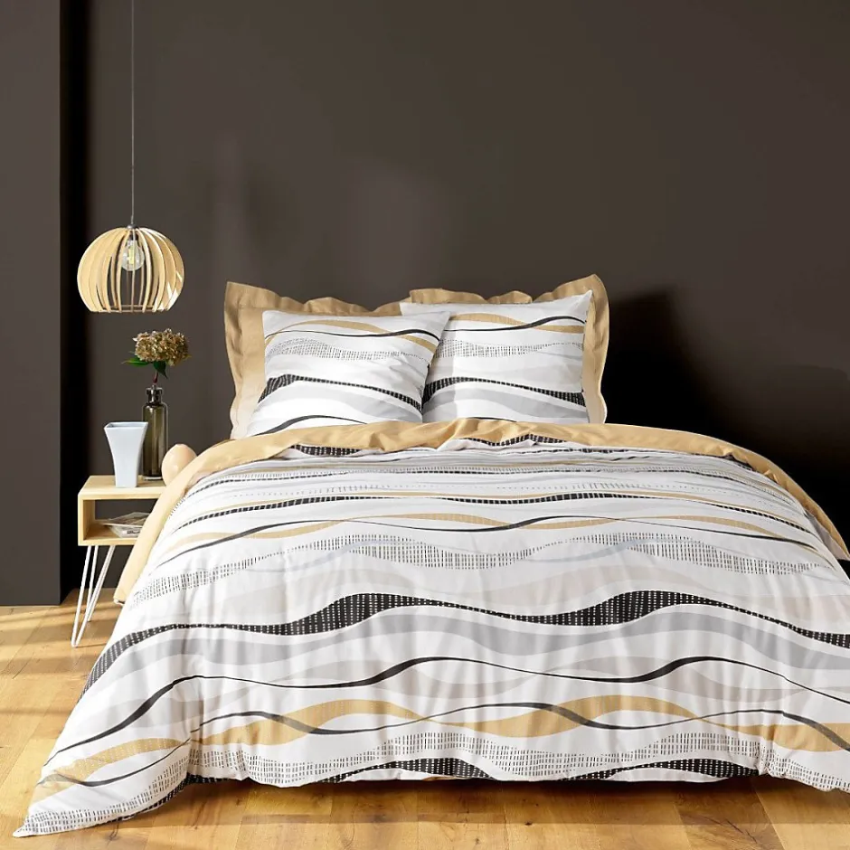 Douceur D'Intérieur Housse de couette 240x220 + 2 taies VAGUELINE Naturel Hot