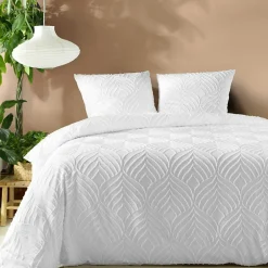 Douceur D'Intérieur Housse de couette 240x220 + 2 taies tuftée blanche