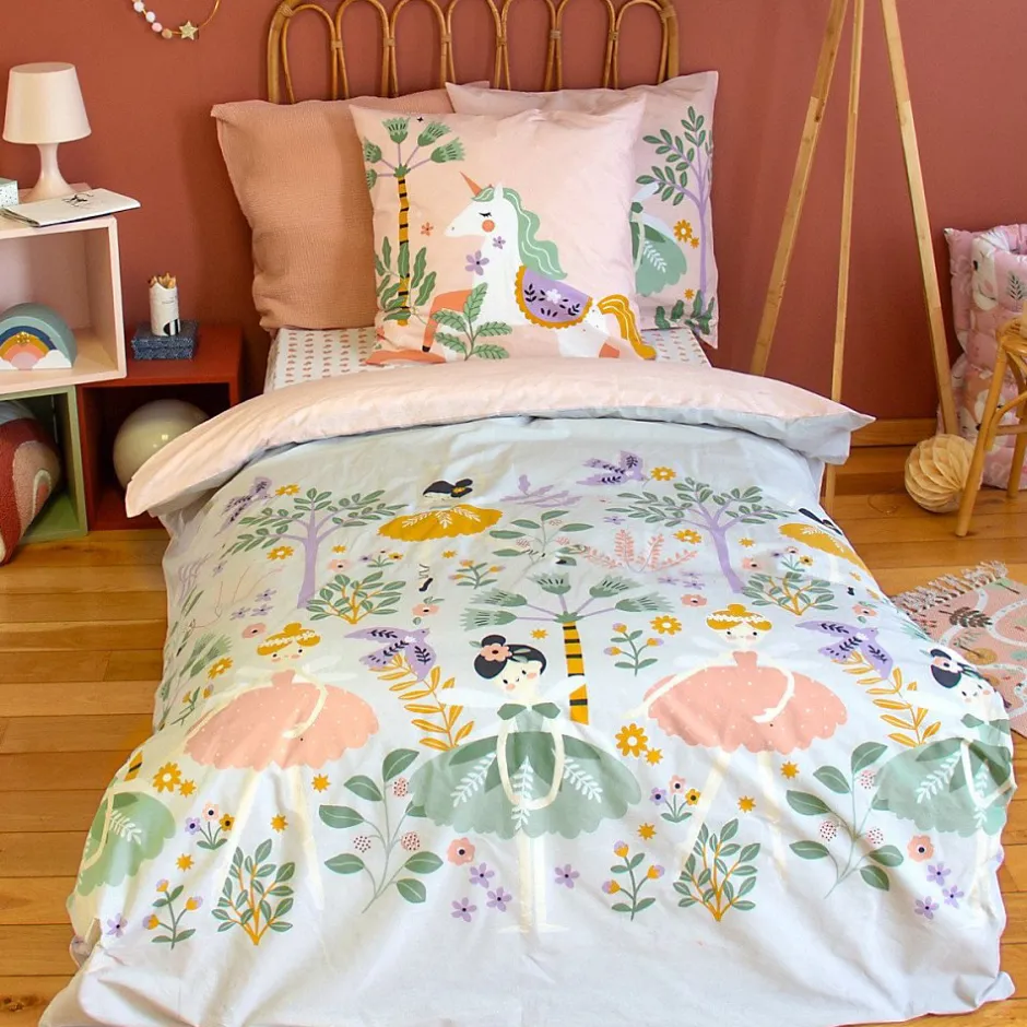 Cote Deco Housse de couette 140x200 + 1 taie LICORNE coton 57fils Best